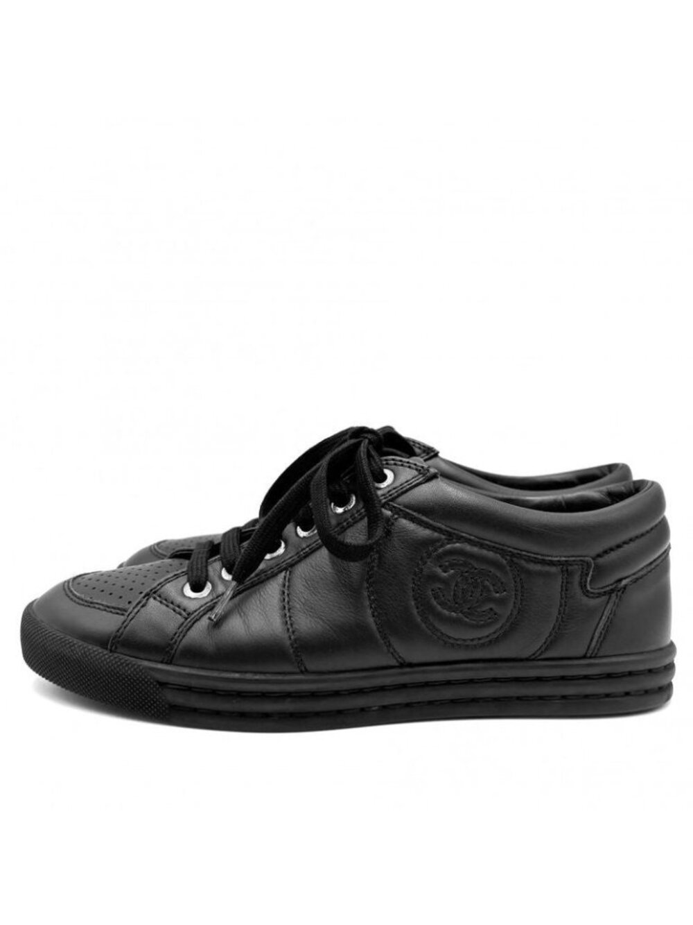 Chanel Shoes Coco Mark Sneakers Low Cut Logo Size 35 - Picture 3 of 9